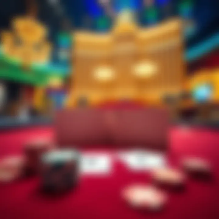 A poker table at the Bellagio showing two hands of cards and chips ready for betting