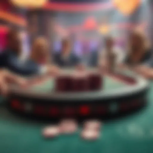 Poker Table with Button Straddle A poker table showing players with a focus on the Button Straddle position and a $6 bet