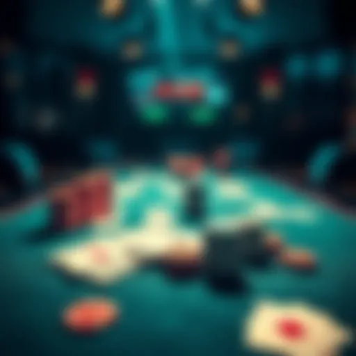A poker table featuring cards and chips, highlighting a tense moment in a game after 42 hands without getting AA.