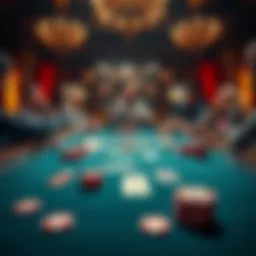 A poker table displaying cards and chips after a tense game with surprised players