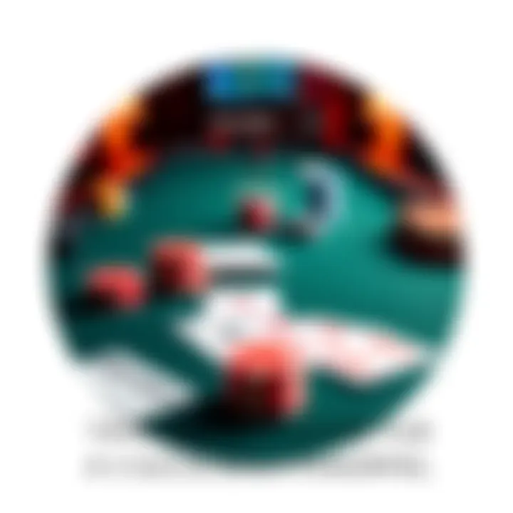 A poker table displaying playing cards and poker chips, showcasing a game scenario