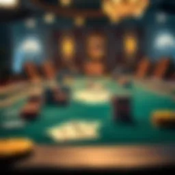 A poker table set up with chips and cards for a 5/10 game, showcasing the excitement of high-stakes poker.