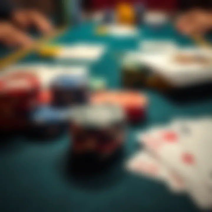 A close-up view of a poker table showing colorful chips and playing cards, highlighting a 3-bet situation during a game.