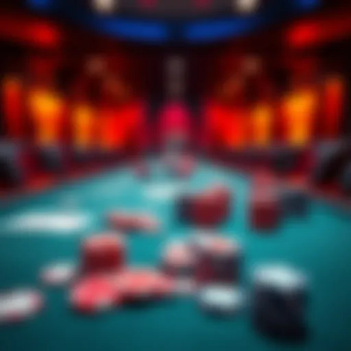 A poker table showing chips and cards after a big win