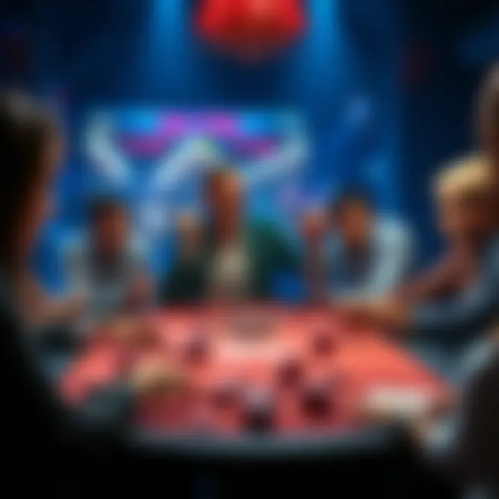 A new poker player accidentally reveals their cards while other players react with surprise at the table