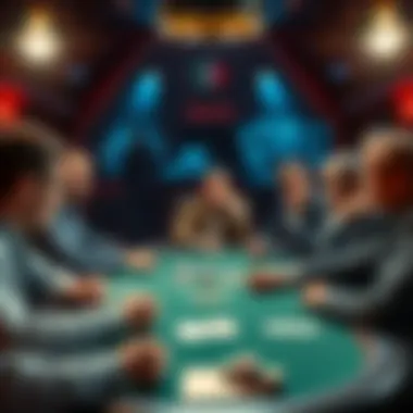 Group of players at a poker table sharing funny and surprising comments during a game