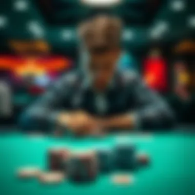 Poker Table Decision A player contemplating a critical poker decision at the table, with chips and cards in front of them.