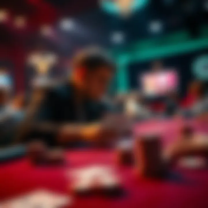 A player contemplating an all-in move at a poker table during a tense moment in a tournament bubble with chips and cards on the table.