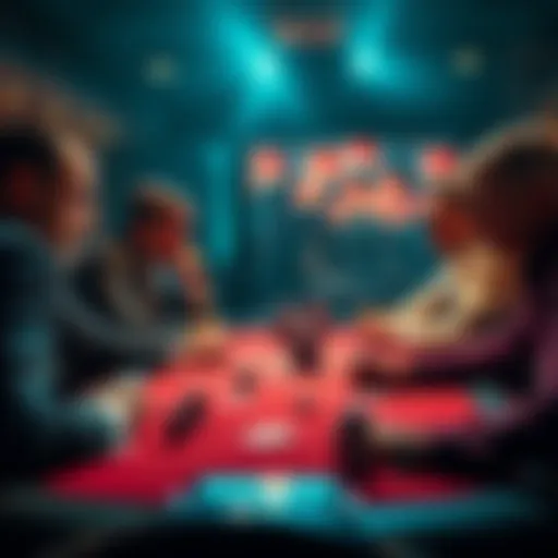 Poker Table Discussion A tense poker table scene with players engaged in a heated discussion, one player speaking while others listen intently.