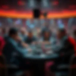 Players at a poker table discussing strategy and luck in the game