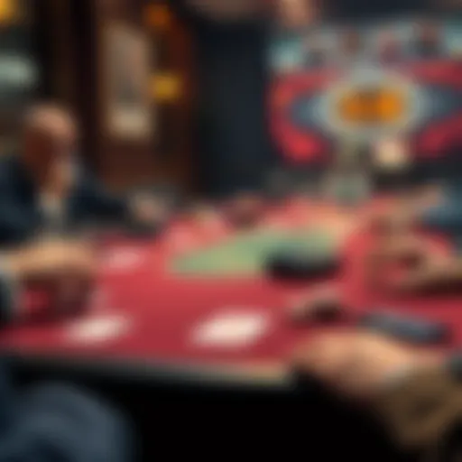 Poker table with electronic devices A poker table featuring players with traditional chips and cards, and electronic devices placed on the table, highlighting the ongoing discussion about technology's impact on live poker.