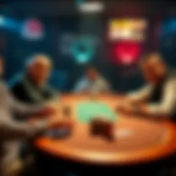 A poker table scene showing players reacting to a slowroll, with one player looking frustrated and another smirking, capturing the tension of the moment.