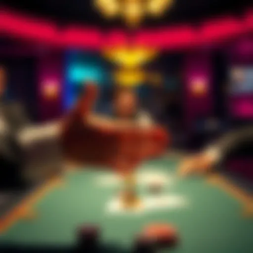Poker Table Gesture A player extending their hand with a friendly gesture after losing a poker game, showing sportsmanship