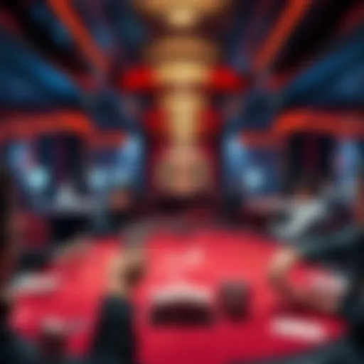 A lively poker table in a Korean casino with players engaged and cards in hand