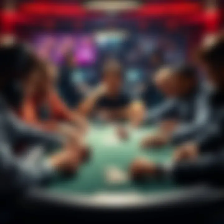 A group of players at a poker table focused on their cards and chips, discussing strategies for Turn Barrel betting.