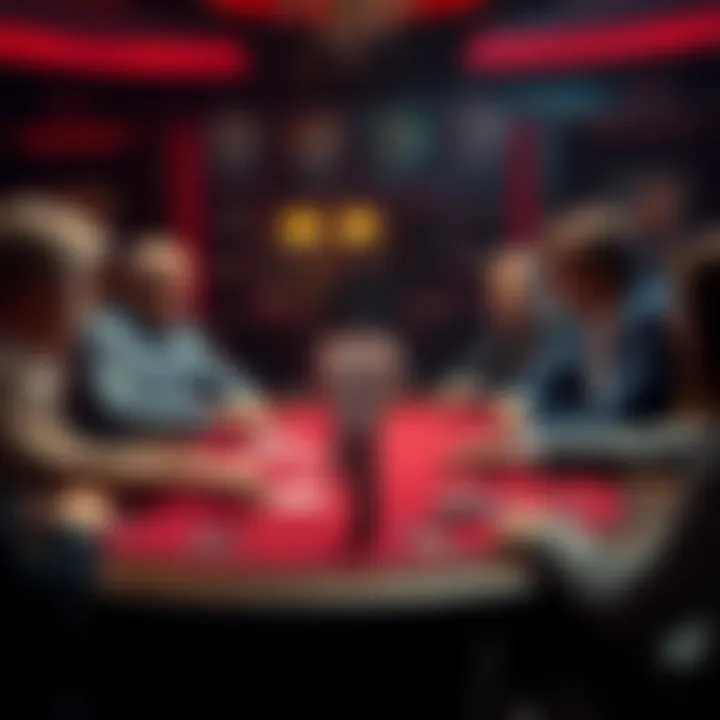 Poker table with players making decisions Players at a poker table discussing their decisions during a game