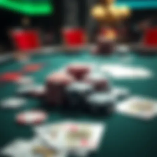 A poker table displaying chips and cards for a Pot-Limit Omaha game, highlighting strategies in play.