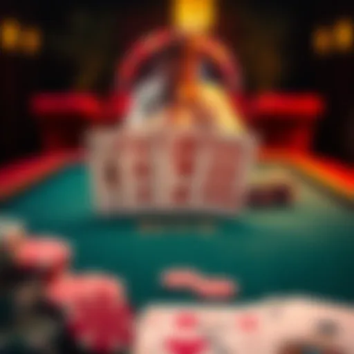 A poker table showing a Royal Flush hand with cards Kd, 10d, 10c, Jd, Ks in the center and a player contemplating a call.