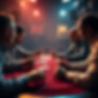 Poker table showdown A tense poker game scene with friends arguing over a bluff, showcasing emotions and cards on the table