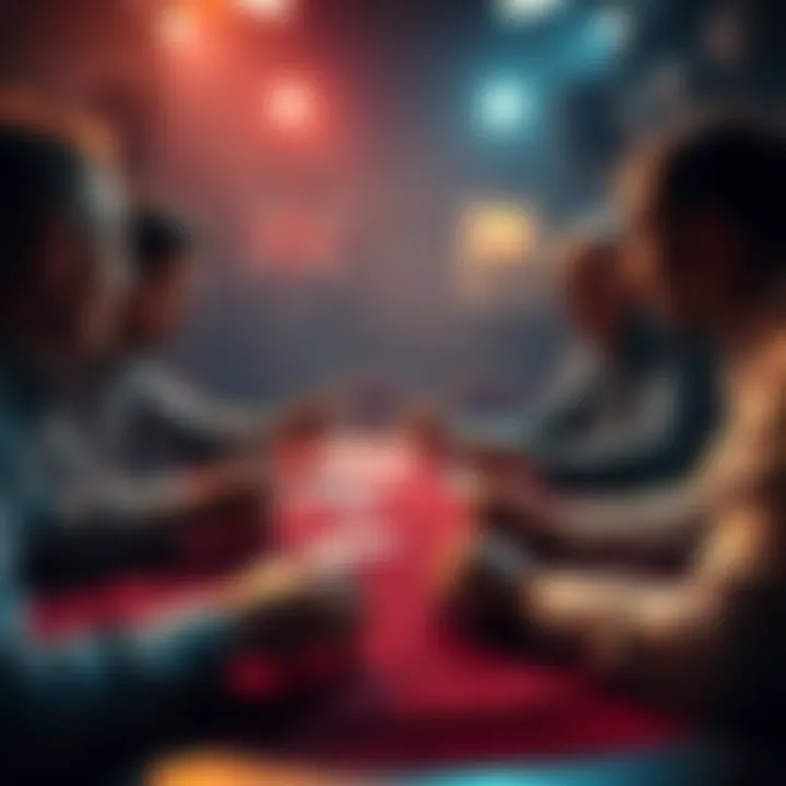 Poker table showdown A tense poker game scene with friends arguing over a bluff, showcasing emotions and cards on the table