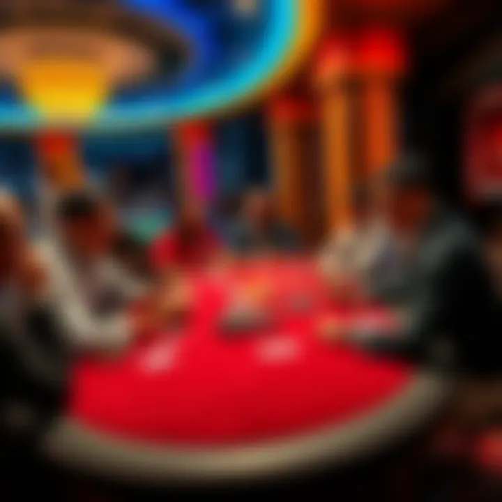 A lively poker table featuring players engaged in a 2/2 NLH game in a Singapore casino setting.