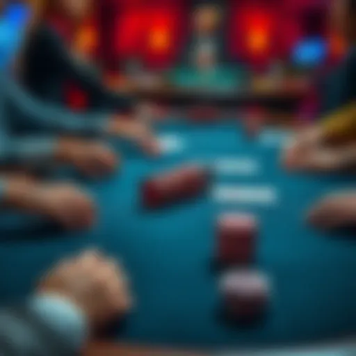 A poker table showing players with chips placed for straddle bets, illustrating action in PLO games