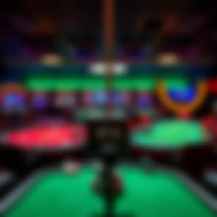 A side-by-side view of a poker table and a table game setup, highlighting the work environments of poker dealers and table game dealers in a casino.