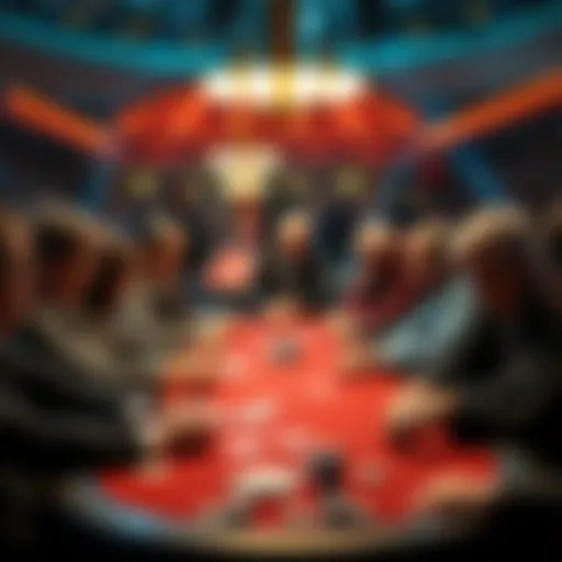 A crowded poker table with players focused on their cards, showcasing an intense moment in the 2010 WSOP Event 11.