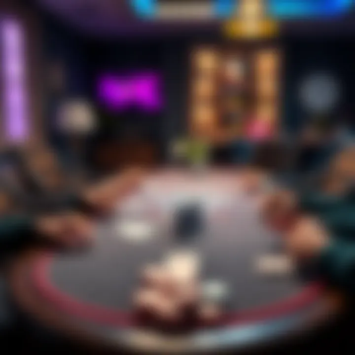A home setting showing a poker table with chips and cards, ready for a friendly poker tournament with friends.