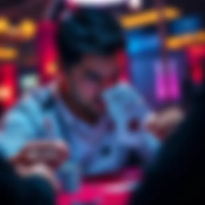 A player analyzing their cards in a poker tournament, considering ICM factors while holding pocket eights.
