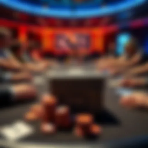 A poker table with players holding cards and chips, focusing on a stack of 50 Big Blinds and a cash overlay of $10,000.