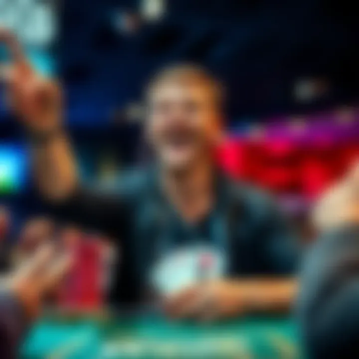 Alexander Filin celebrating his $10,000 WSOP Pass win at a poker tournament