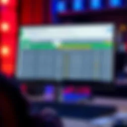 A computer screen displaying a Google Sheets document with poker session data including location, game type, and bankroll management.