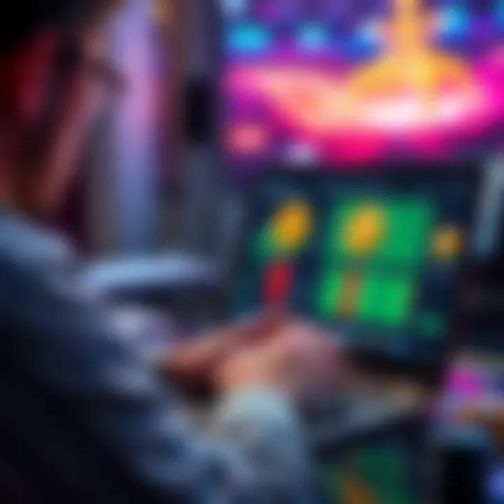 A person using a laptop with poker tracking software on the screen, focused on Coin Poker.