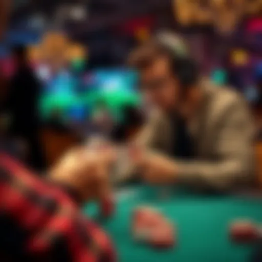 A poker YouTuber playing online with cards and chips, sharing strategy with the audience.