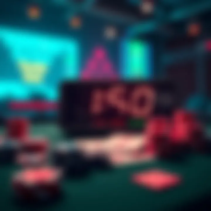 A digital tournament timer displaying countdown for a poker game with cards and chips on the table.