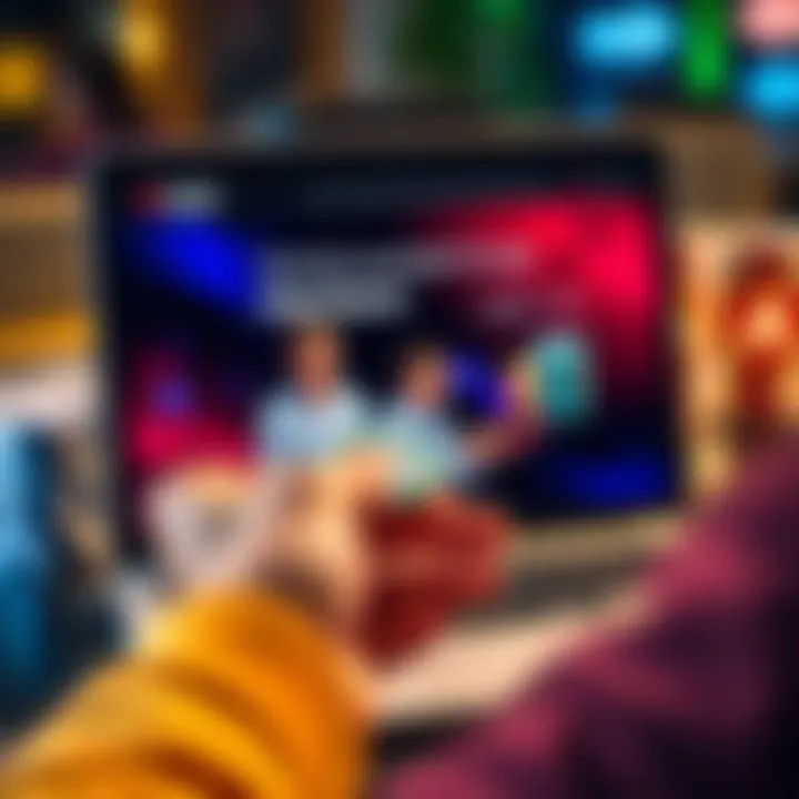 A person holding a poker chip with a laptop displaying the PokerHeaven website.