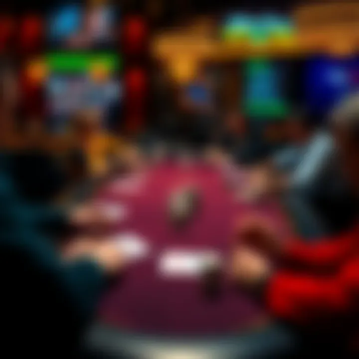 A poker table on PokerStars showing players engaged in a game, highlighting cash games and tournaments with cards and chips visible.
