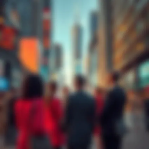 A group of people discussing political and economic issues in a city setting, reflecting the challenges facing the USA in 2025