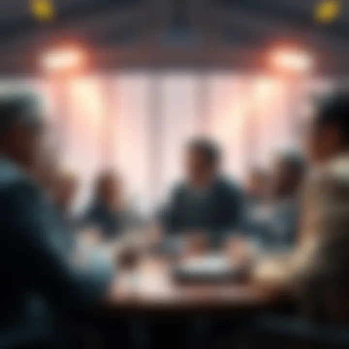 A group of diverse politicians discussing key issues in a government setting