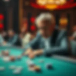 A politician at a table looking shocked after losing a one million dollar gamble, with poker chips scattered around and a tense atmosphere