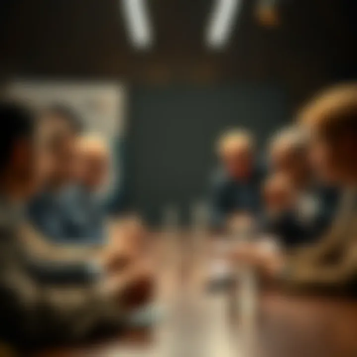 A table with people engaged in a heated debate about left-wing and right-wing politics, showing diverse opinions and expressions.