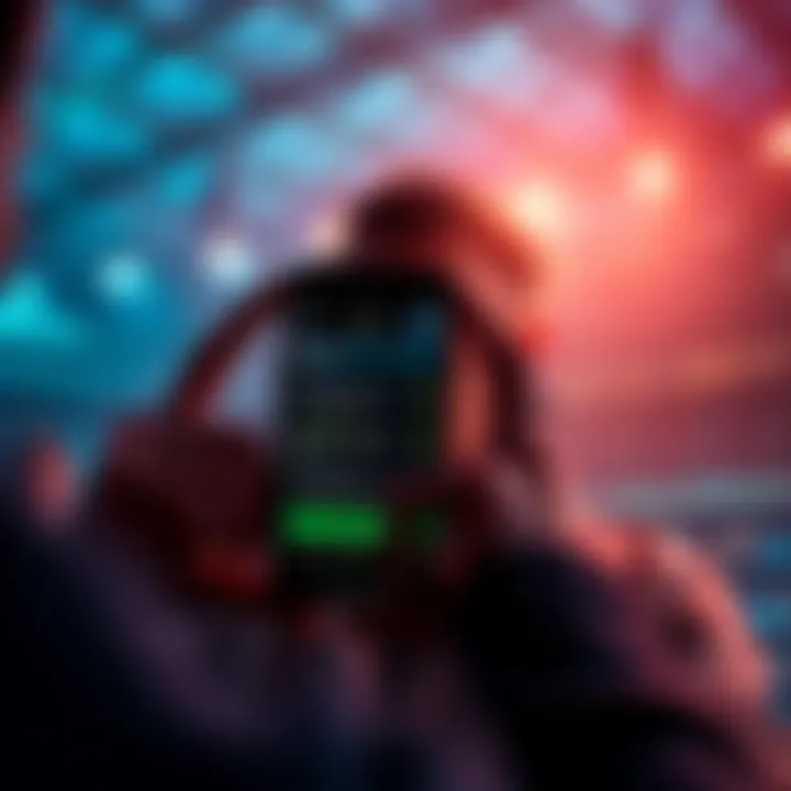 A frustrated person looking at a mobile screen displaying a betting app with error messages