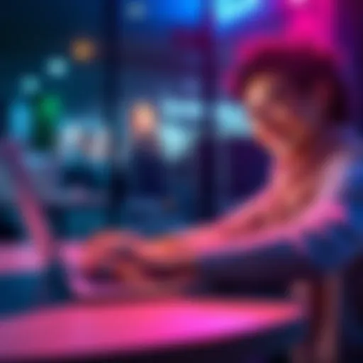 Polymarket Code Access A person happily using a laptop to access a website with a special Polymarket code, symbolizing quick access to a platform.