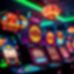 A vibrant display of various online slot games with colorful graphics and spinning reels