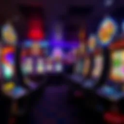 Popular Slot Machines A collection of colorful slot machines in a casino, attracting players with blinking lights and vibrant designs.