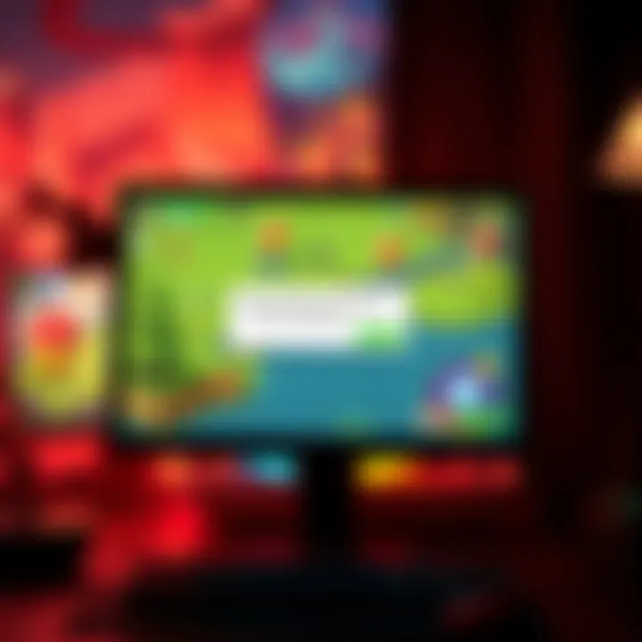 A computer screen showing a game with an unexpected pop-up error message interrupting gameplay