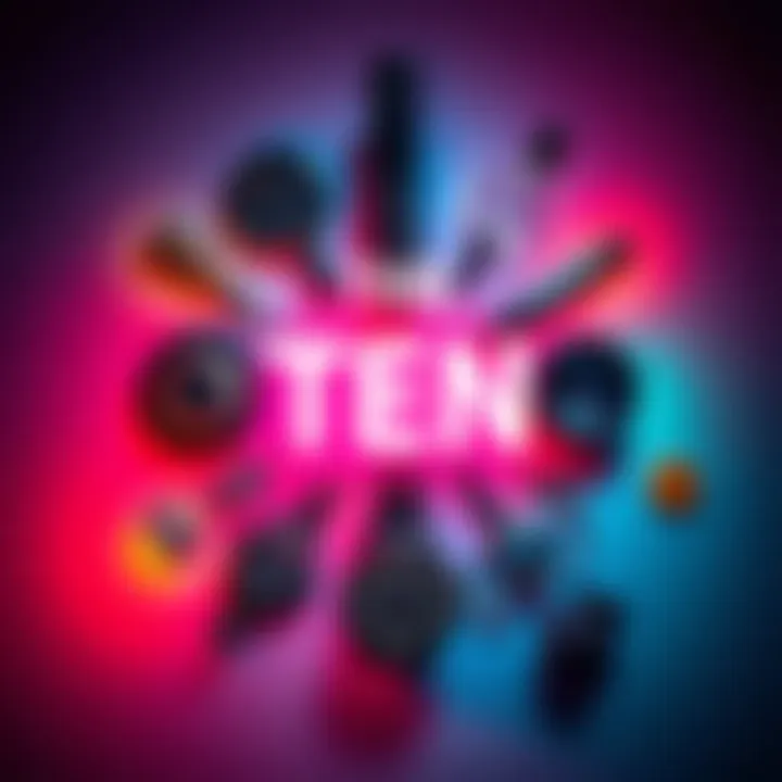 A visual representation showing ten diverse objects arranged in a circle, symbolizing the influence of the number ten in everyday life.