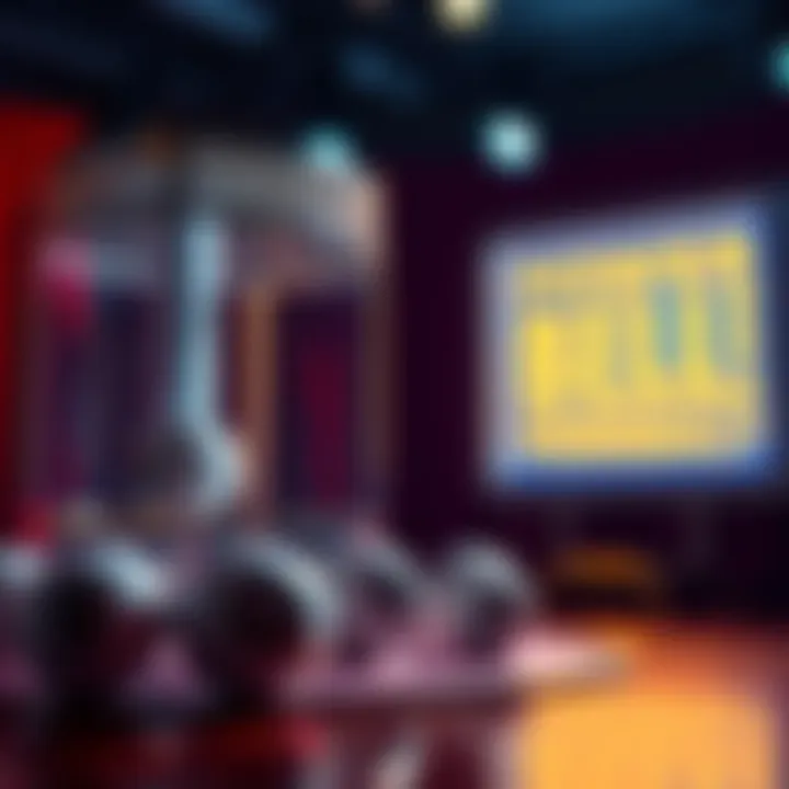 A Powerball drawing set with lottery balls and a machine, symbolizing the game without live broadcast