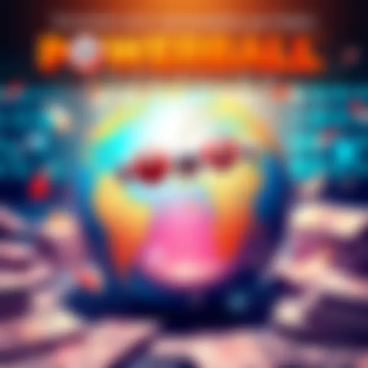 Illustration of a globe with lottery tickets and cash, symbolizing the international growth of Powerball